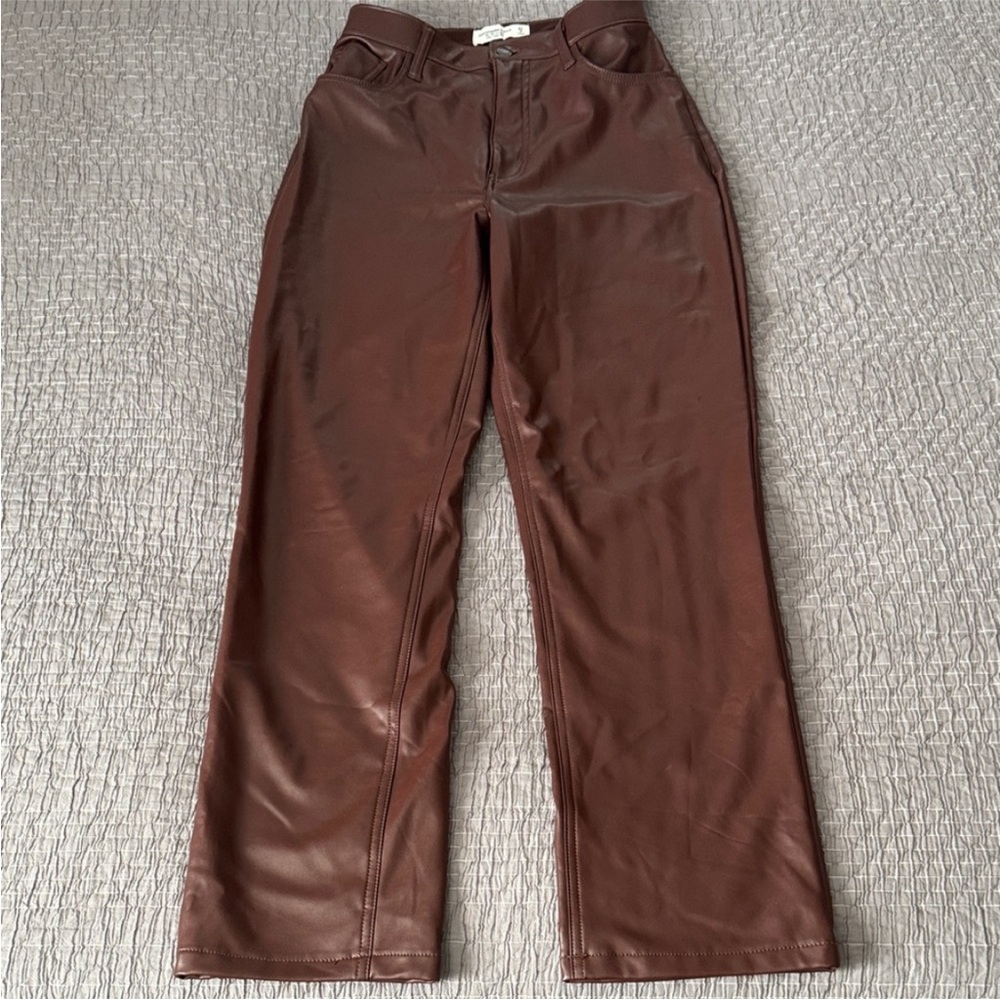Abercrombie & Fitch Faux Leather 90's Straight Ultra High Rise Curve Love Pants